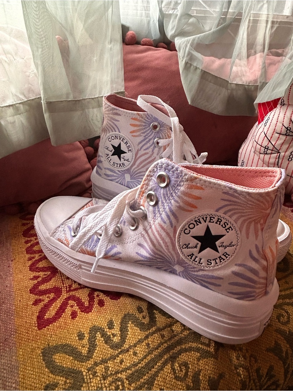 Converse Womans High Top Platform Sneakers - Pastel Pink, Lavender, Peach
